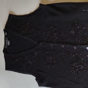 DKNY VEST BLACK BEADED